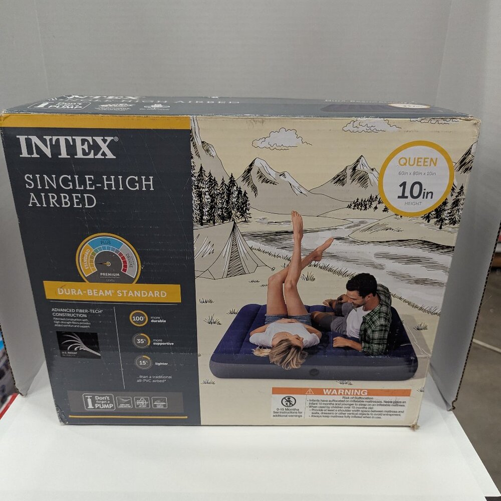 INTEX 10" Queen Single-High Airbed Durabeam Standard Air Mattress 600lb Cap